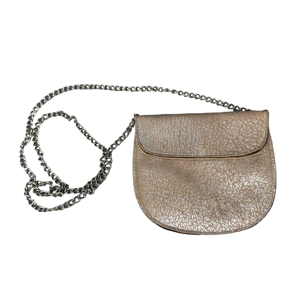 JJ Winters Crossbody Chain Leather Snake Embossed Gold